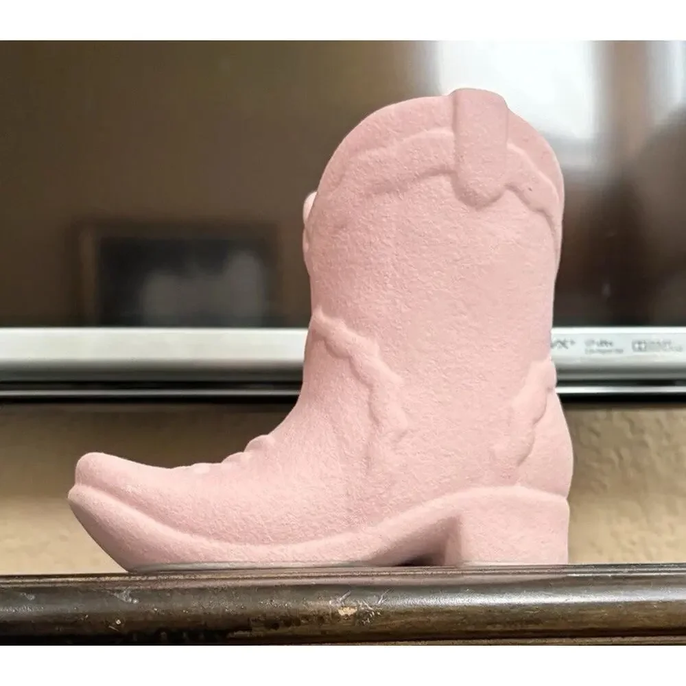 Paddywax Pink Cowboy Boot Scented Jar Candle Yuzu Woods 8-Ounce Ceramic New